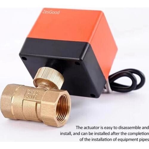 ZesGood Electric Ball Valve AC220V DN20 3-wire 2-way Control Brass Thread Electric Ball Valve Stable Motorized Ball Valve