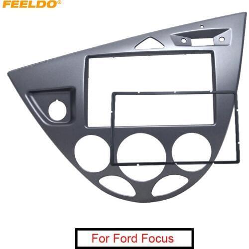 FEELDO Gray Car 2DIN Stereo Panel Fascia Radio Refitting Dash Trim Kit For Ford Focus 98~04(LHD)/Fiesta 95~01(LHD) #AM5054