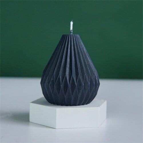 Pear Shaped Candle Mold Geometric Lines Cone Candle Silicone Mould Handmake DIY Candle Art Carft Fragrant Candle Making Mold