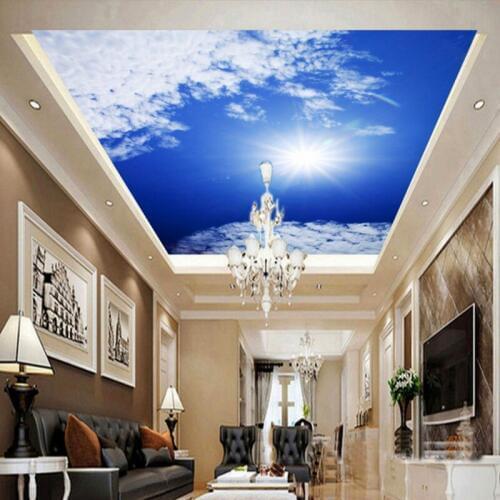 Custom mural Blue sky sunshine high definition custom mural ceiling frescoes living room backdrop wallpaper