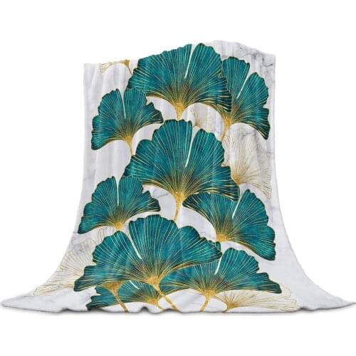 Ginkgo Biloba Marble Texture Throw Blanket Portable Travel Soft Blanket Home Decor Microfiber Flannel Blankets for Beds
