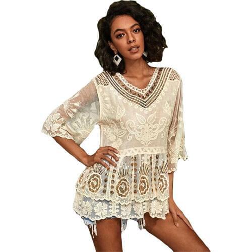 J-Bg Pink Openwork Blouses