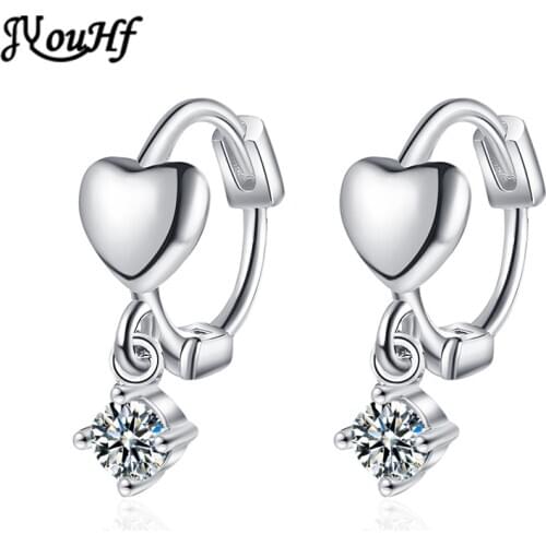 JYouHF New Fashion 925 Sterling Silver Heart Hoop Earrings for Women Cute Gold Silver Crystal Earring Jewelry Kolczyki Oorbellen