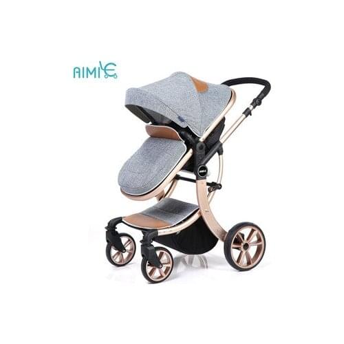 Baby Stroller Folding Baby Childrens Four Seasons Universal Newborn Stroller Baby Leather Stroller 2 In 1 Baby Stroller
