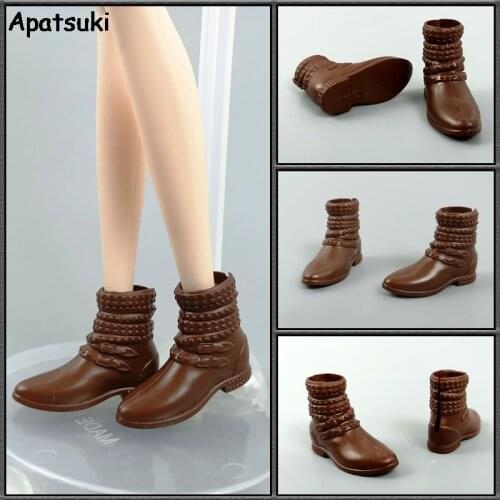 Brown Flat Shoes Fashion Doll Shoes for Barbie Doll Boots for Blythe Doll Bootie DIY Playhouse Accessories Kids Toys 1/6