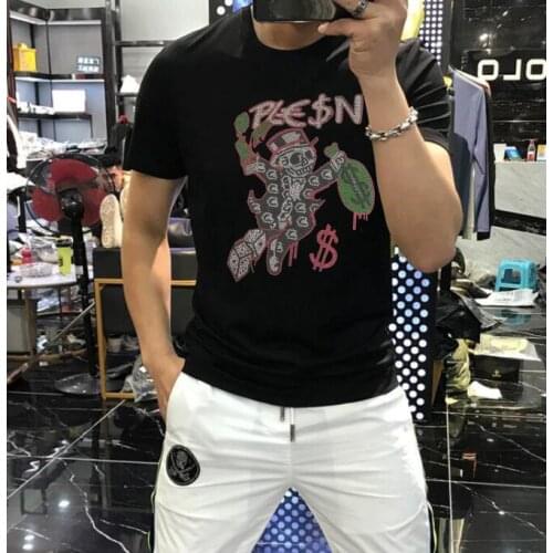 Summer Fashion tees Rhinestone design Leisure brand Mens tshirt Sportswear Male