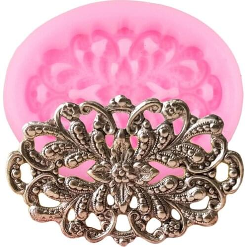 Oval Filigree Medallion Silicone Molds Scroll Relief Cupcake Topper Fondant Cake Decorating Tools Candy Chocolate Gumpaste Mould