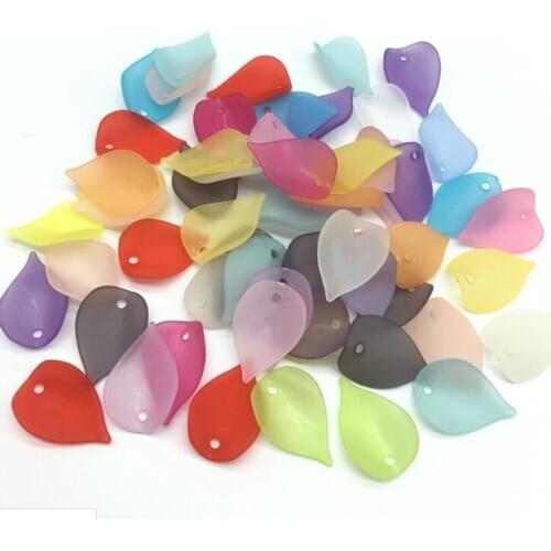 Fashion DIY Acrylic Cusp Leaf Shape Loose Beads Jewelry Findings for handcraft 13x20mm plastic leaf bead Accessory 100pcs