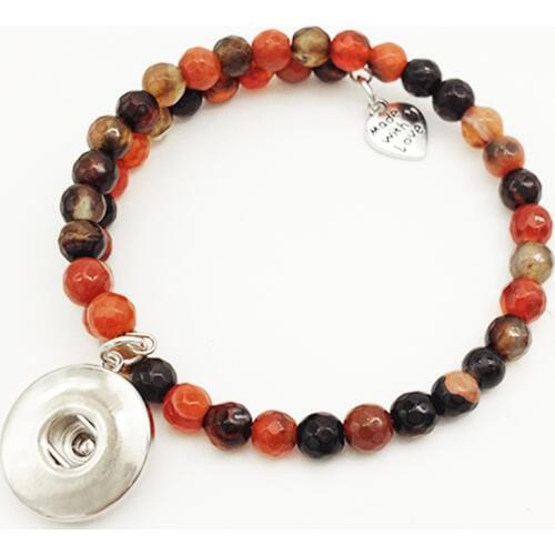 New Stone Handmade Adjustable 18mm snap button Bracelet Aa3125