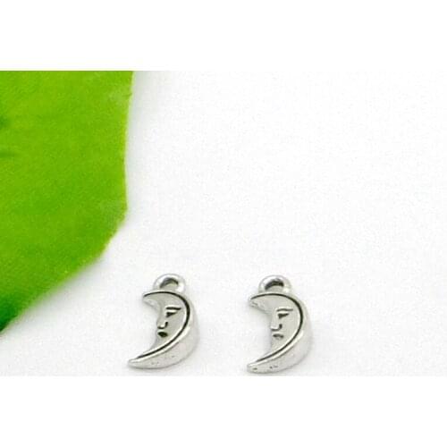200PCS Tibetan Silver Moon Charms Pendant For Bracelet Jewelry Making 14x7mm
