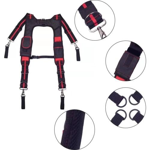 Portable Tool Belt Sling Multifunctional 1680D Tooling Harness H-shaped Adjustable Suspension Electrician Harness Clip Tool Belt