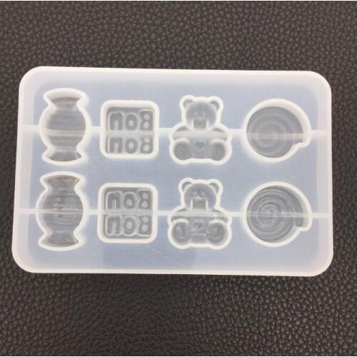 Diy crystal Epoxy mold mirror frosted candy bear mold handmade pendant jewelry accessories