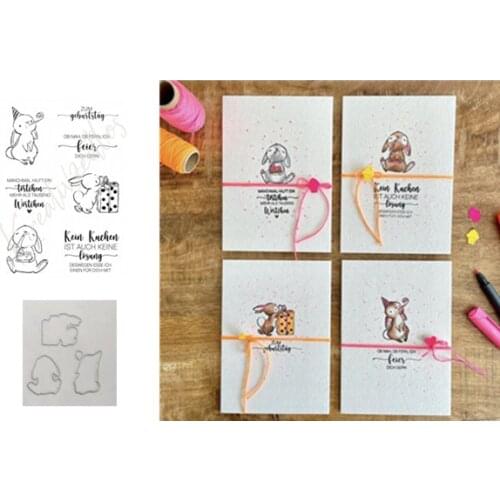 Rabbit Transparent Clear Stamps and dies for DIY Scrapbooking/Card Making/Kids Christmas Fun Decoration Supplies