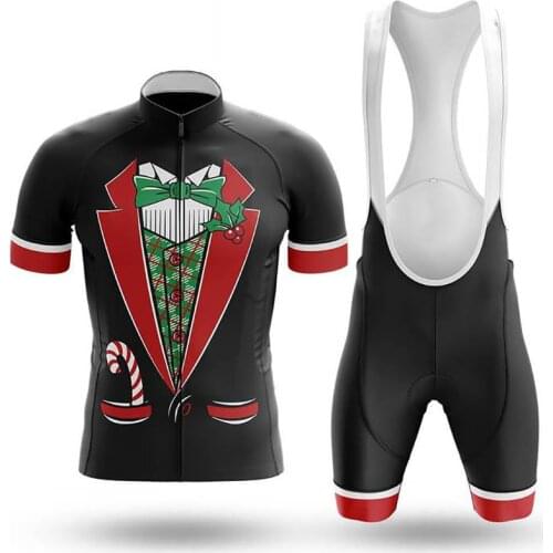 Christmas 2021 Tuxedo Christmas Mens Cycling Kit Professional Cycling Clothing Quick Dry Summer Short-Sleeved Cycling Shirt
