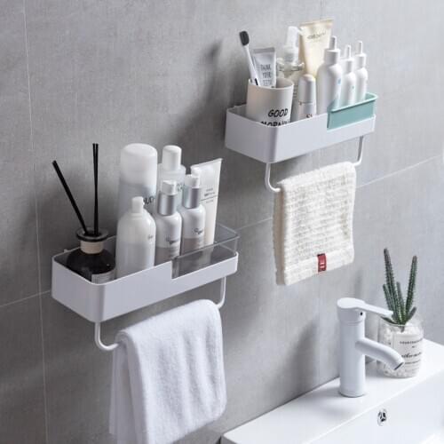 Punch-Free Bathroom Rack Raise The Guardrail Wall Hanging Toilet Kitchen Seasoning Storage Rack Supplies Bathroom Accessories