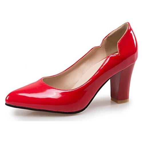 Big Size ladies high heels women shoes woman pumps A woman with pointed, shallow and thick heels