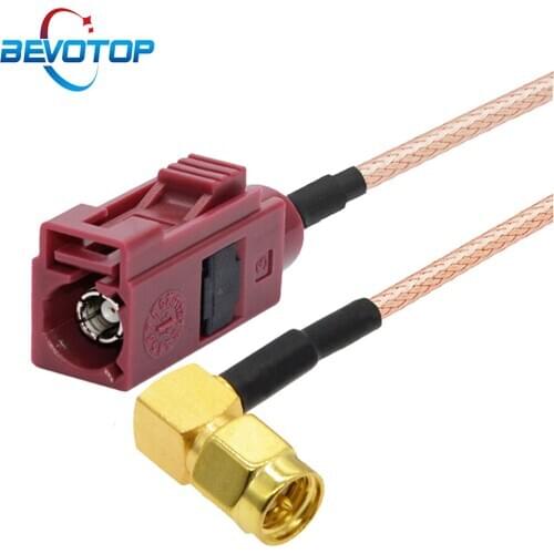 BEVOTOP Fakra D Female to SMA Male Right Angle Extension Cable Car GPS Antenna Adapter Pigtail RG316 RF Coaxial Jumper Cord
