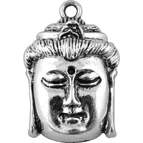 WYSIWYG 2pcs 32x22mm Buddha Pendants For Jewelry Making Buddhist Pendants Buddha Head Charm For Jewelry Making