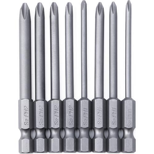 1 Set 8 PCS Alloy Steel Magnetic Cross Head Screwdrivers 75mm Length 6.35mm Handle