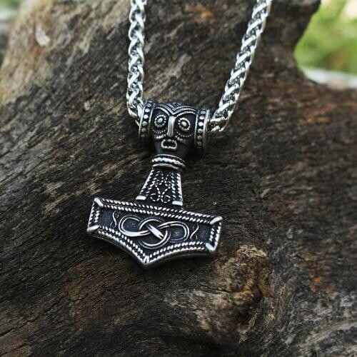 1pcs men stainless steel Perun Slavic god of thunder pendant Slav Mythology Eastern Pagan Viking Warrior hammer necklace