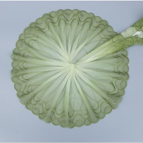 30Yards Lace Trim Light Green Yellow Embroidered Tulle 21cm Wide Doll Dress Underwear Costume DIY Craft Supplies from China