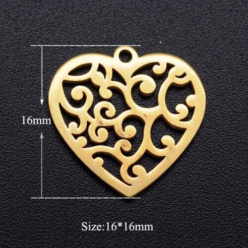 5pcs/lot 100% Stainless Steel Flower Heart diy Charms Wholesale Necklace Pendants Finding Charm Suppliers Never Tarnish