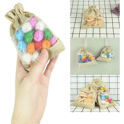 5Pcs Gift Natural Linen Bag Jewelry Packaging Candy DIY Wedding Party Goodie Packing Favors Pouches Present For Baking Supplies