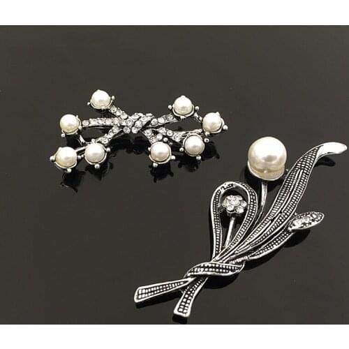 50pcs Ancient Silver Bowknot Flower Grass Rhinestone Applique Vintage Hairpin Headwear Accessory Brooch Belt Decor Embellishment