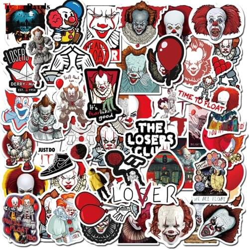 50PCS Horror Movie Stephen Kings It Stickers DIY Skateboard Fridge Phone Guitar Motorcycle Laptop Luggage Cool Sticker Kid Toy