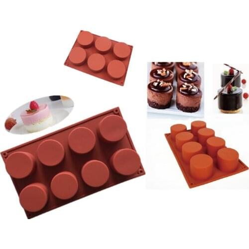 6/8 cavity Silicone cylinder Cake Mold Kitchen Bakeware DIY Desserts Baking Mousse ice cube tray moon cake mold