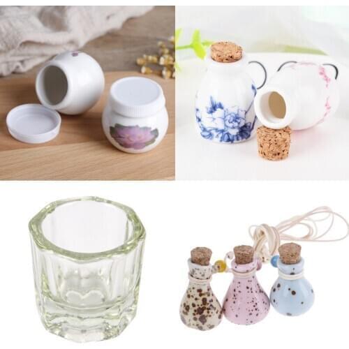 7 Style Ceramic Glass Liquid Glass Powder Dappen Dish Crystal Glass Cup For Acrylic Nail Art Clear White Color Transparent Kit