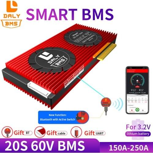 Daly Smart BMS 20S 60V LiFepo4 Battery 150A 200A 250A Bluetooth+485 to USB device +CAN+NTC +UART For Electric Car E-Bike Scooter