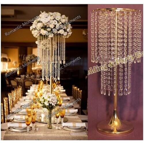 Free shipping 24.4"(H) Wedding Crystal Table centerpiece gold Flower Stand Wedding Chandelier,Wedding Supply 10pcs/lot