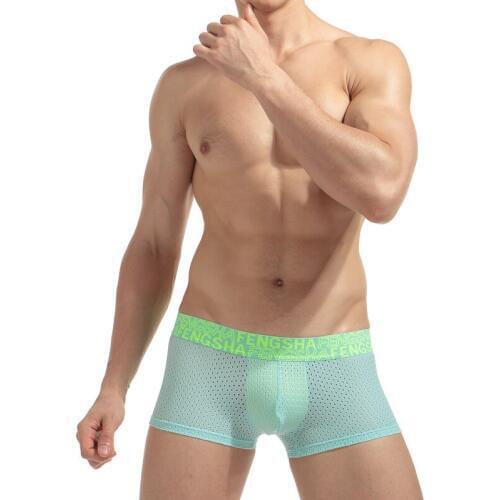 New 2018 Summer Men Sexy Quick Dry Mesh Breathable Boxer Underwear Ice Silk Pouch Cool Boxers Trunk Underpants