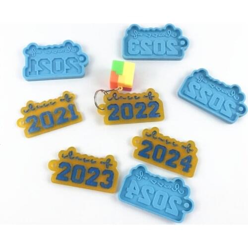 DIY 2021/2022/2023/2024 Keychain Epoxy Resin Mold Pendant Casting Silicone Mould T84A