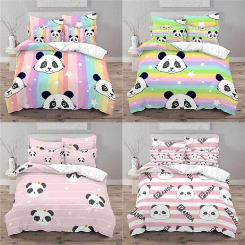 Home Textile Luxury 3D Panda Print 2/3Pcs Comfortable Duvet Cover Pillowcase Bedding Sets Single Queen and King EU/US/AU Size