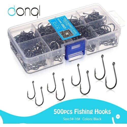 DONQL 500pcs Fishing Soft Worm Hooks High Carbon Steel Super Lock Fishhooks Lure Hooks Sea Fishing Tackle
