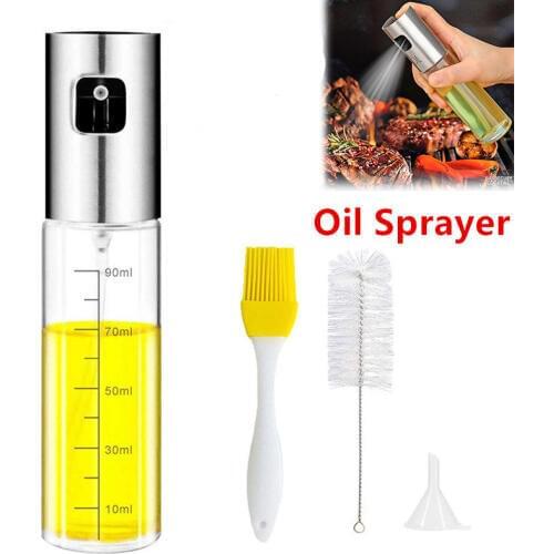 Reusable Oil Sprayer Set Oil Bottle Oil Dispenser and Basting Brush Funnel Oil Spray Bottle for BBQ Salad Baking Kitchen Tools