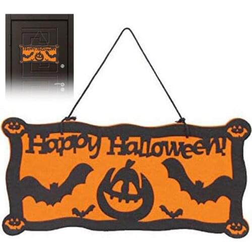 Halloween Door Sign Felt Plaques Signs Wall Plaque for Halloween Home Decor Front Room Door Hanging Decoration