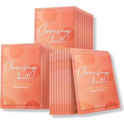 FOCALLURE Grapefruit Extract Facial Cleaning Sheet Makeup Remover Wet Wipe