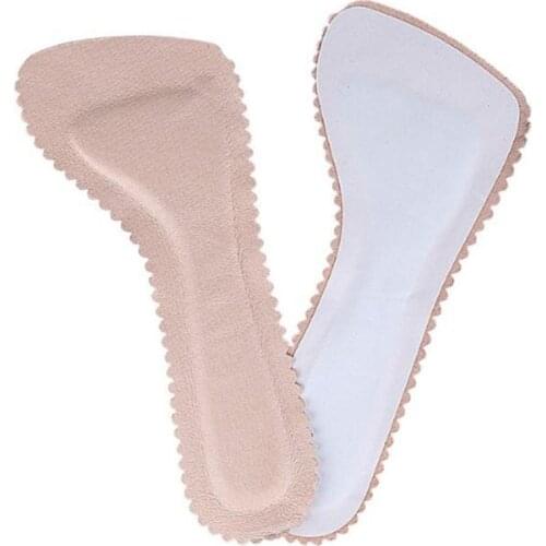 H7JC 1 Pair Women Anti-Slip Sweat Absorbent Shoe Insoles Faux Leather 3/4 Massage Adhesive Cushion Inserts for High Heels Pain