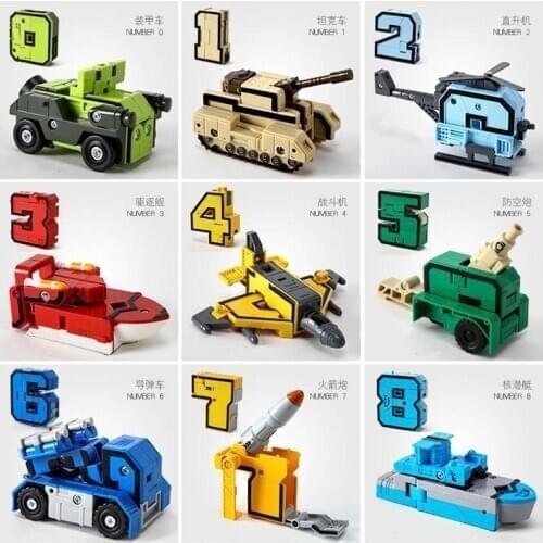 0-9 digital deformation toy intelligence boy child puzzle full set car fitting robot educational girl toys bricks Figures Model