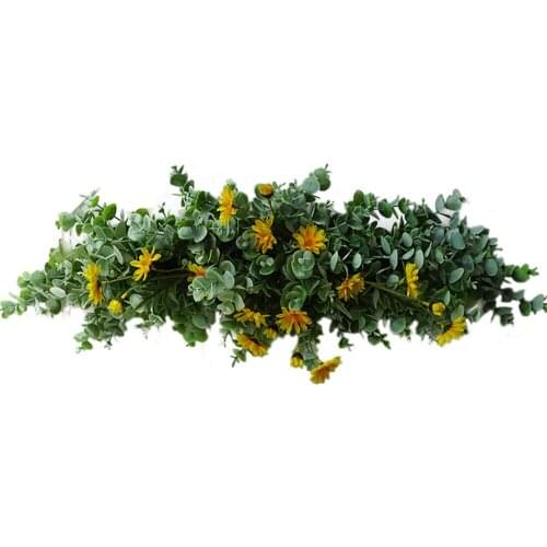 Simulation Wreath Artificial Floral Green Leaves Fake Flowers Home Decoration Wall Hangings Ornaments Natural Rattan Door Trim