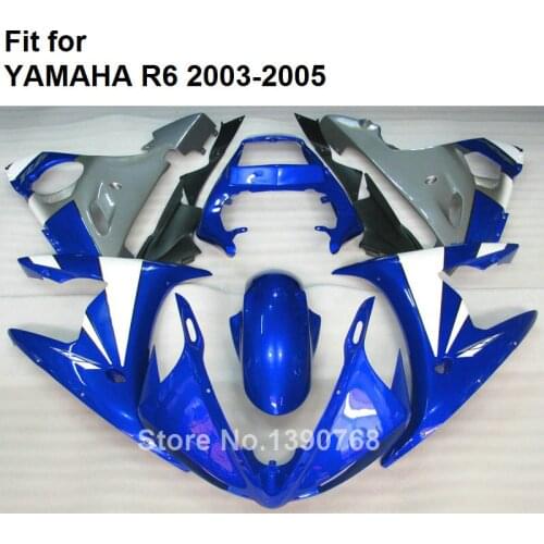 Bodywork Kit For YAMAHA YZF R6 2003 2004 2005 Blue White Grey Motorcycle Parts Fairings Kit R6 03 04 05 HZ09