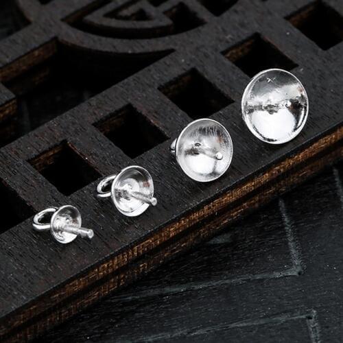 2pcs/lot 925 Sterling Silver Round Bead End Cap 3mm 4mm 5mm 6mm Earring Necklace Pendant Conenctor Cap Trays DIY Jewelry Make