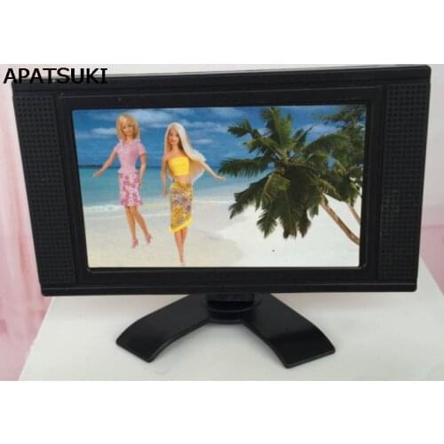 Dolls TV Toy for Barbie Doll Mini Cute House Furniture TV Baby Toys Accessories Flat Screen Detachable LCD TV for Barbie
