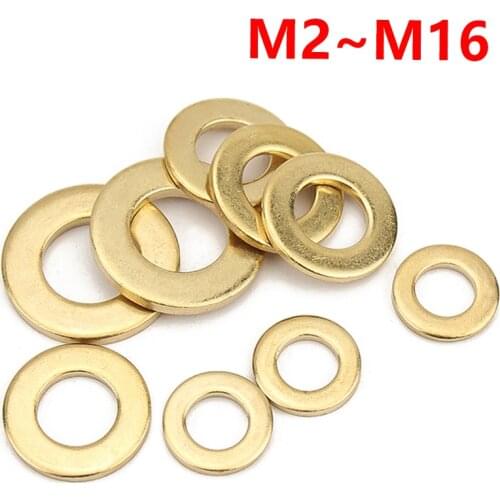Brass Flat Washer Round Meson Sheet Metal Pad Collar Seals Shim Gasket Ring GA97 M2 M2.5 M3 M4 M5 M6 M8 M10 M12 M14 M16 5~100pcs