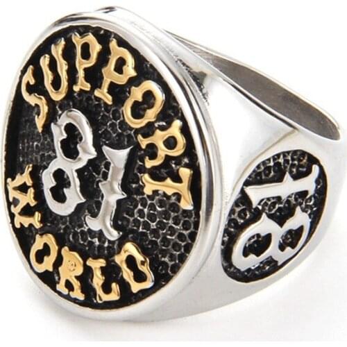 Megin D Vintage Personality Domineering Lucky Number Titanium Mens Rings for Men Father Lover Friend Fashion Gift Jewelry