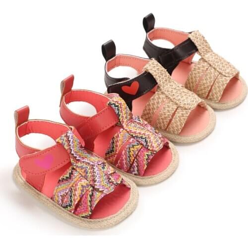 2021 New Newborn Toddler Baby Girls Summer Sandal Shoes Weave Flat Romantic Sandals 0-18M Baby Shoes