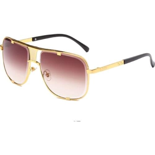 New fashion metal sunglasses men uv400 gradient color square frame driving brand design retro 1835
